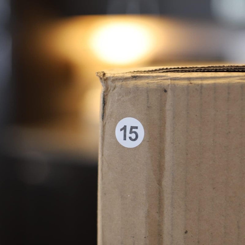 InStockLabels.com White with Black Number 15 Circle Dot Stickers, 3/4 Inch Round, 500 Labels on a Roll for Organization and Inventory - Semi-Gloss Finish - Made in The USA - Image 3