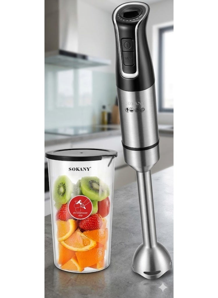 sokany SK-02028 Stainless hand blender + cup 1200 watt - Image 1