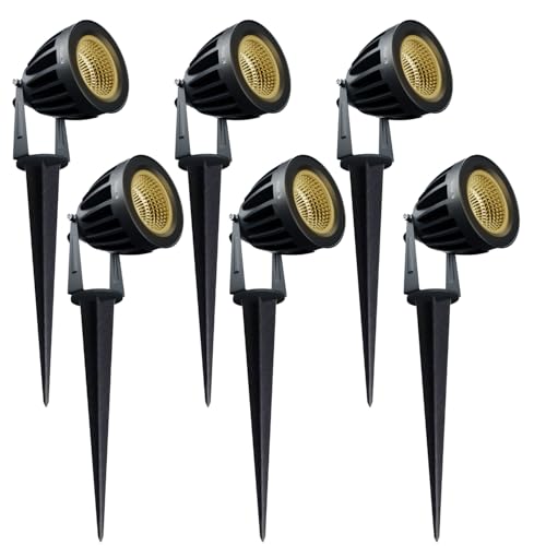 Nortek Hydra 5W Warm White LED Garden Lights | Adjustable Spike Lights for Garden Decor | Rustproof Aluminum Die-Cast Body | IP65 Rated LED Garden Lights for Pathways, Terraces, and Walls Pack of 6 - Image 1