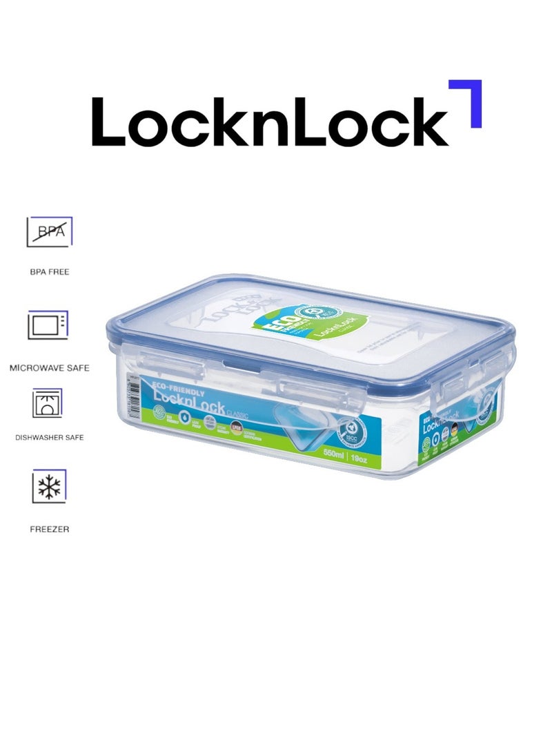 لوك آند لوك علبة تخزين طعام مستطيلة محكمة الغلق سعة 550 مل من لوك لوك - خالية من مادة BPA، آمنة للاستخدام في الميكروويف والفريزر وغسالة الأطباق - Image 1