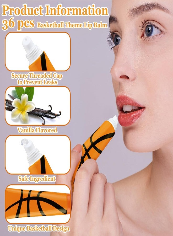 Swiffen 36 Pcs Basketball Party Favors Team Gifts Basketball Lip Balm Bulk 0.35 oz Vanilla Flavored Moisturizing Lip Sports Gift for Team Teen Adults Birthday Party Game Supplies - Image 4