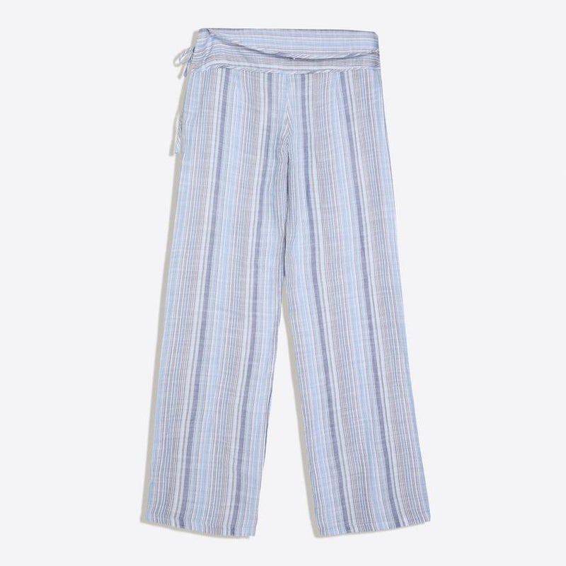 Women's Blue Striped Wide Leg Jeans - Image 3
