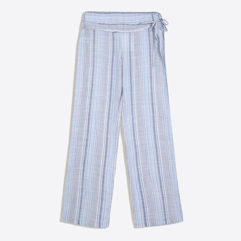 Women's Blue Striped Wide Leg Jeans - Image 2