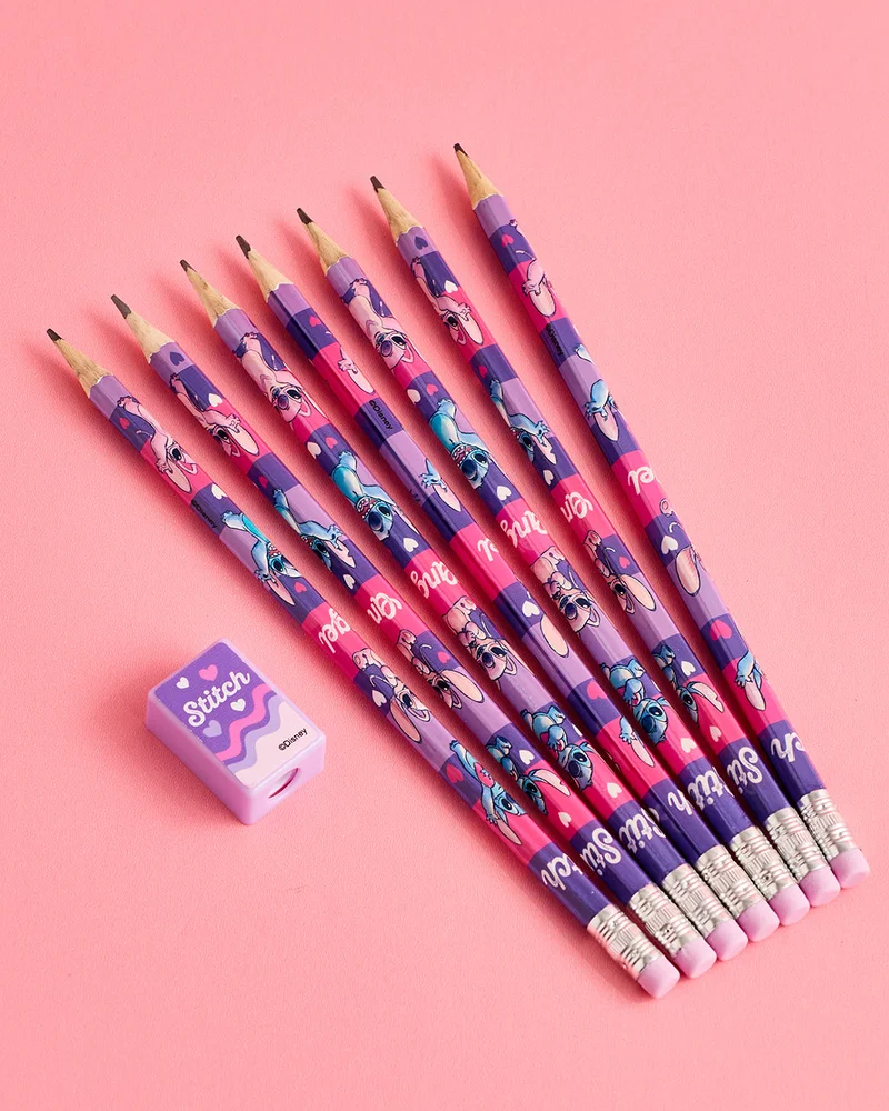 Redtag Purple 12 Pencils and Sharpener Set