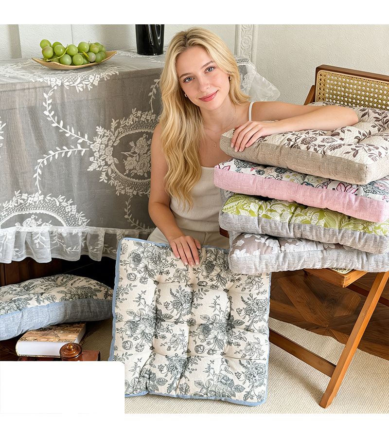 Thicken Vintage Floral Square Chair Cushion 16.93x16.93 Inch High Elasticity Soft Non Slip Seat Pad Breathable Cushion For Dining Chair Office Chair Bay Window Tatami Mattress Multiple Colors - Image 1