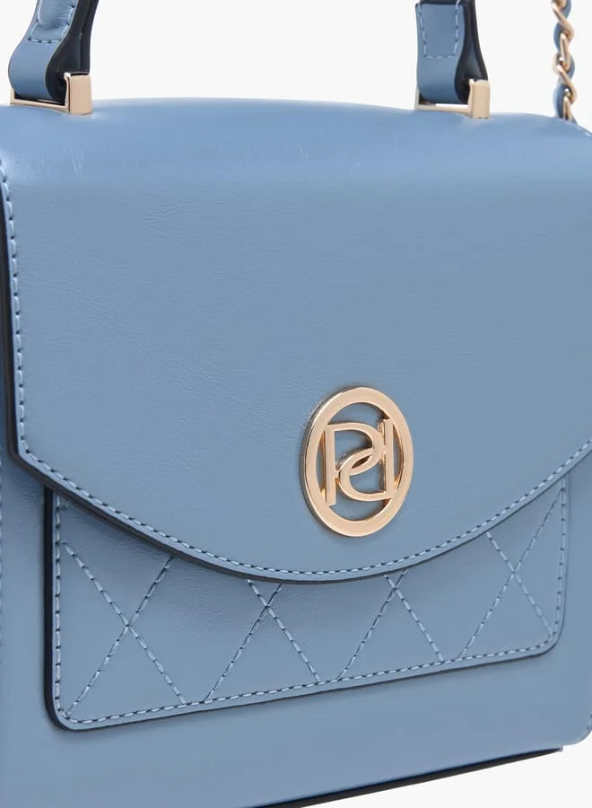 Paprika Women Textured Satchel Bag with Top Handle and Chain Strap