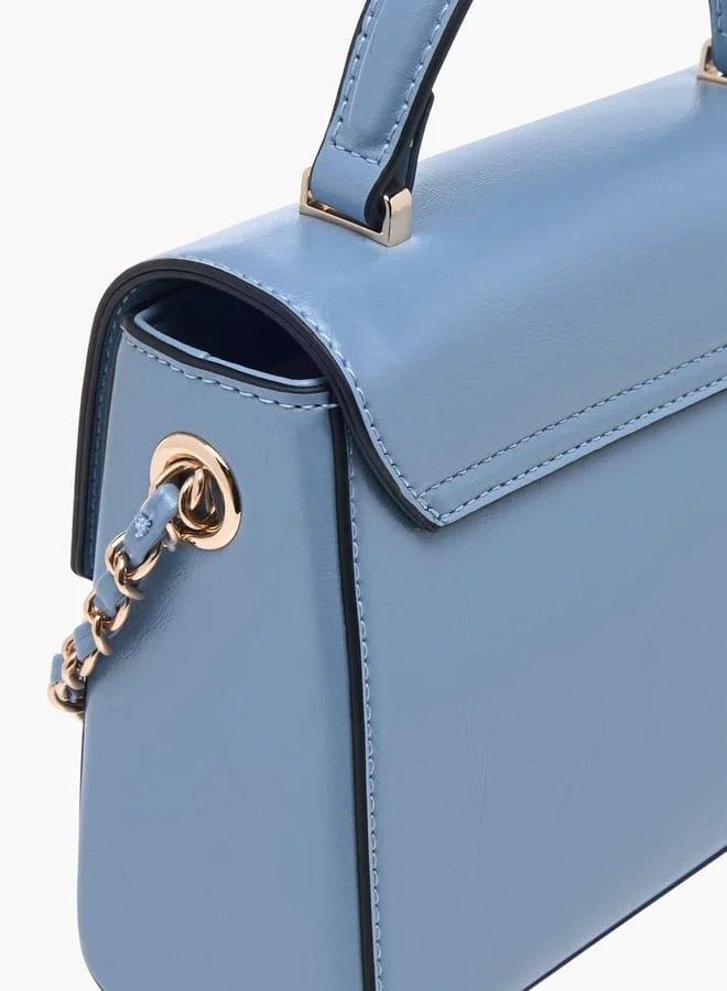 Paprika Women Textured Satchel Bag with Top Handle and Chain Strap