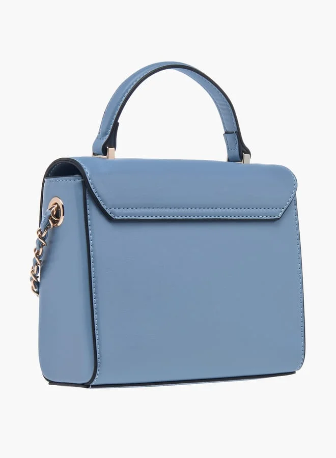 Paprika Women Textured Satchel Bag with Top Handle and Chain Strap