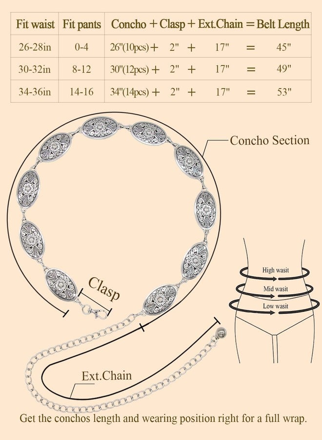 TOPACC Metal Chain Belt for Women Waist chains for Dresses Jeans Western Cowgirl, Silver-70, Length 45" (28"+extended chain 17") - Image 4