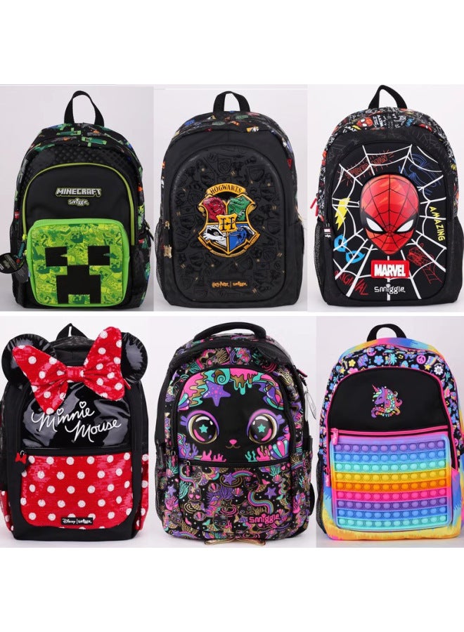 حقيبة ظهر مدرسية من Australia Smiggle حقيبة مدرسية للمدرسة الابتدائية والثانوية حقيبة ظهر للترفيه في الهواء الطلق - اللون: حقيبة مدرسية كبيرة بخياطة خضراء (42*30 سم)  - Image 2