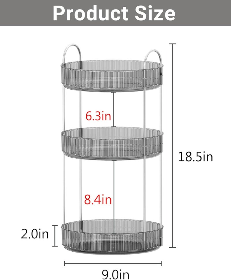 Asayuee 360 Rotating Makeup Organizer,3 Tier Large Capacity Make Up Organizers and Storage,Makeup Organizer for Bathroom,Cosmetic Perfume Stand Organizer(Grey-3 Tier) - Image 1