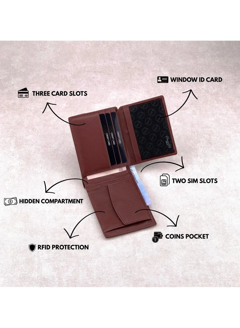 Classic Milano Maroon (GTF-04-EM) Classic Milano Men’s Wallet – Slim Bifold Leather Wallet for Men with RFID Blocking, Multiple Card Slots & Middle Zip – Stylish Mens Purse Wallets Gift for Husband, Father for Men | Best Price UAE