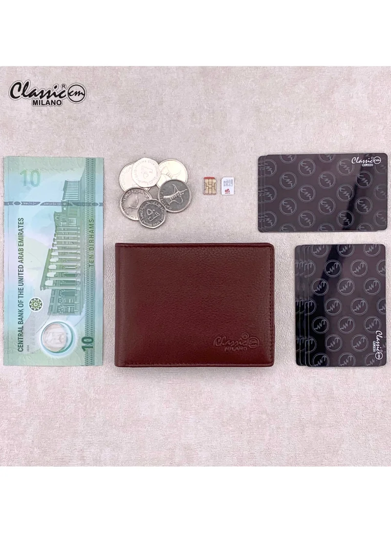 Classic Milano Maroon (GTF-04-EM) Classic Milano Men’s Wallet – Slim Bifold Leather Wallet for Men with RFID Blocking, Multiple Card Slots & Middle Zip – Stylish Mens Purse Wallets Gift for Husband, Father for Men | Best Price UAE
