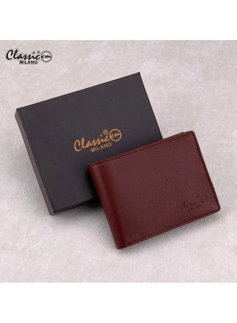 Classic Milano Maroon (GTF-04-EM) Classic Milano Men’s Wallet – Slim Bifold Leather Wallet for Men with RFID Blocking, Multiple Card Slots & Middle Zip – Stylish Mens Purse Wallets Gift for Husband, Father for Men | Best Price UAE