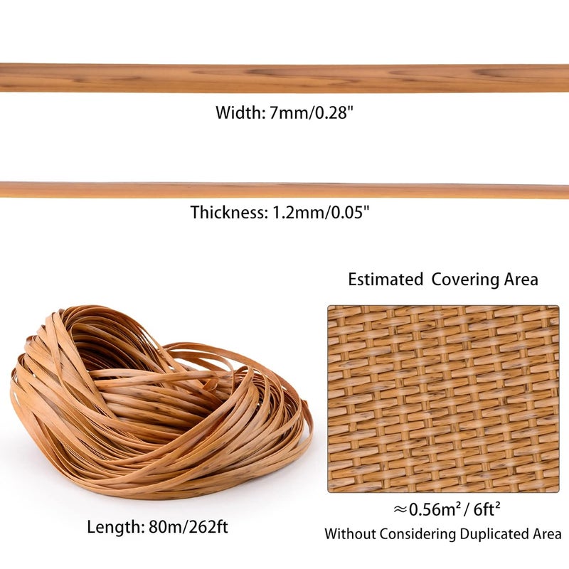 Feyart 7mm 80m Light Wood Grain PE Rattan Strip for Outdoor Rattan Furniture Repair, Plastic Wicker for Patio Furniture Restore - Image 3