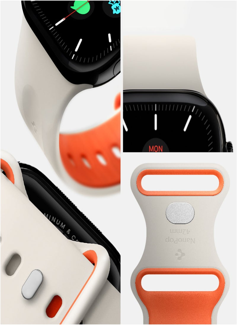 Spigen Nano Pop Apple Watch Band for Apple Watch Series 10 42mm, Series 9/8/7 41mm, SE2/SE/6/5/4 40mm, 3/2/1 38mm Adjustable Loop Strap - Orange Beige  - Image 4