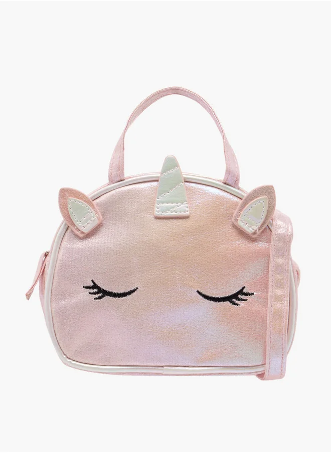 Flora Bella By Shoexpress Unicorn Applique Sling Bag with Zip Closure