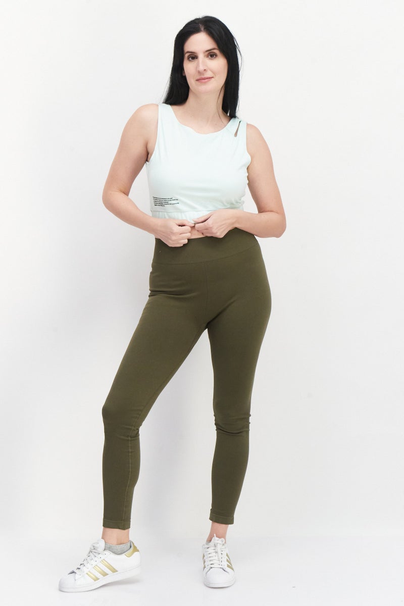 Honeydew Women Round Neck Sleeveless Textured Cut Out Crop Top, Lime Green - Image 4