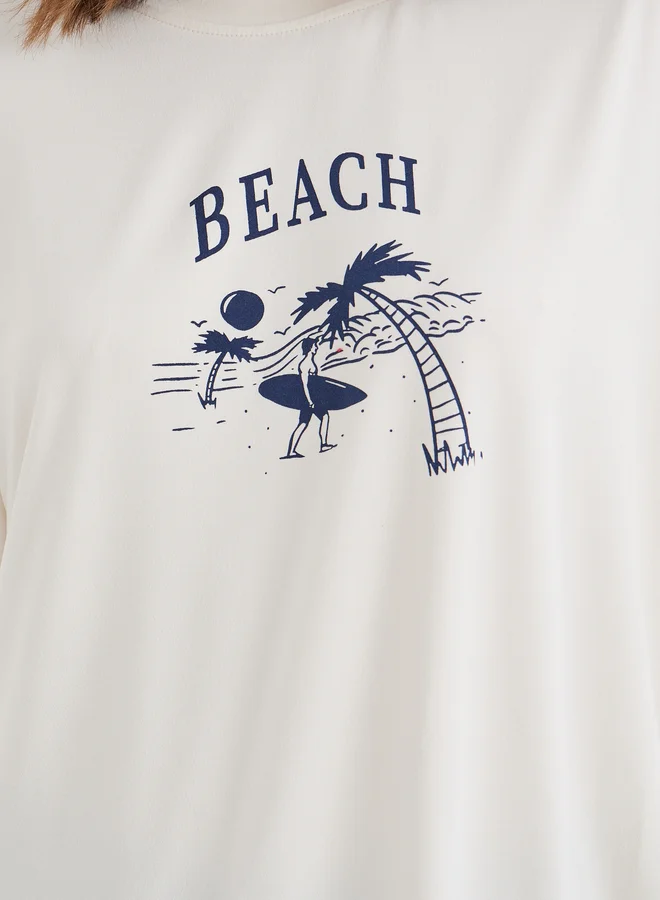 Take Two Take Two Graphic Print Round Neck Oversized T-Shirt