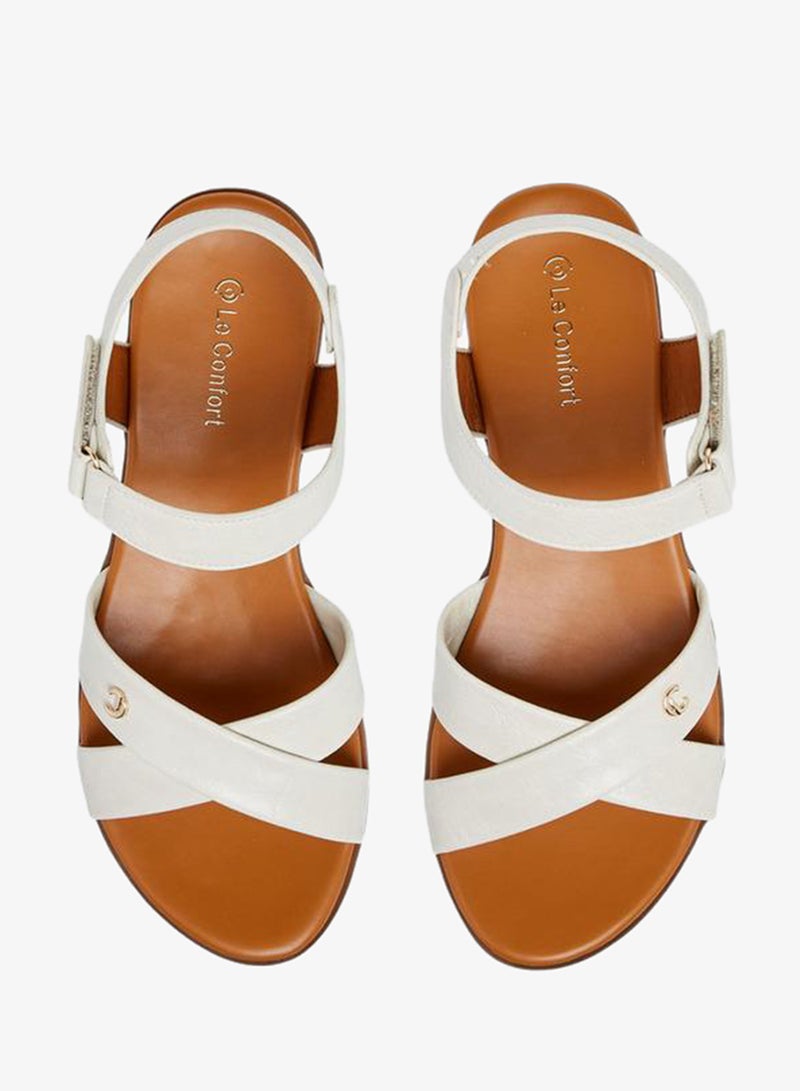 Le Confort Solid Cross Strap Sandals With Hook And Loop Closure - Image 1