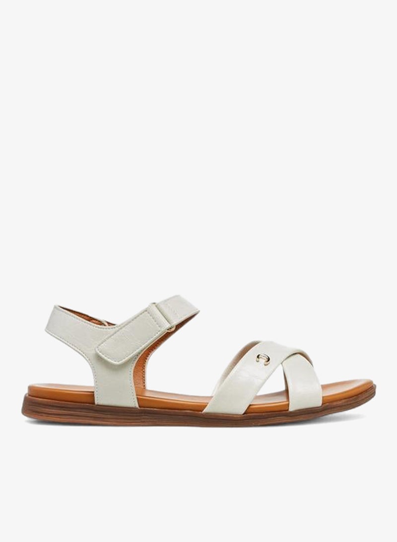 Le Confort Solid Cross Strap Sandals With Hook And Loop Closure - Image 2