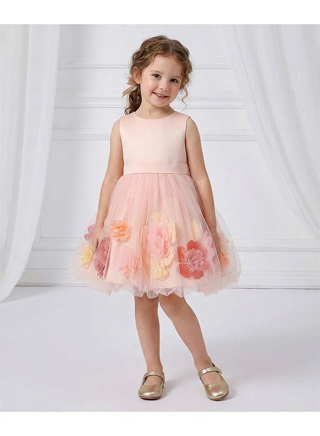 Mark & Mia Mark & Mia Flower Detailed Embellished Sleeveless Frock - Pink