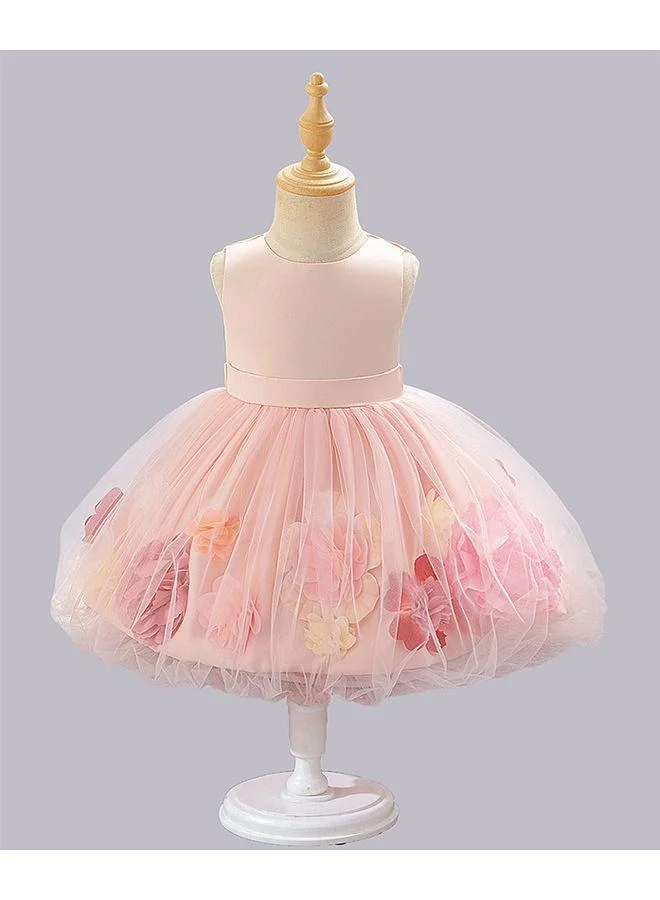 Mark & Mia Mark & Mia Flower Detailed Embellished Sleeveless Frock - Pink