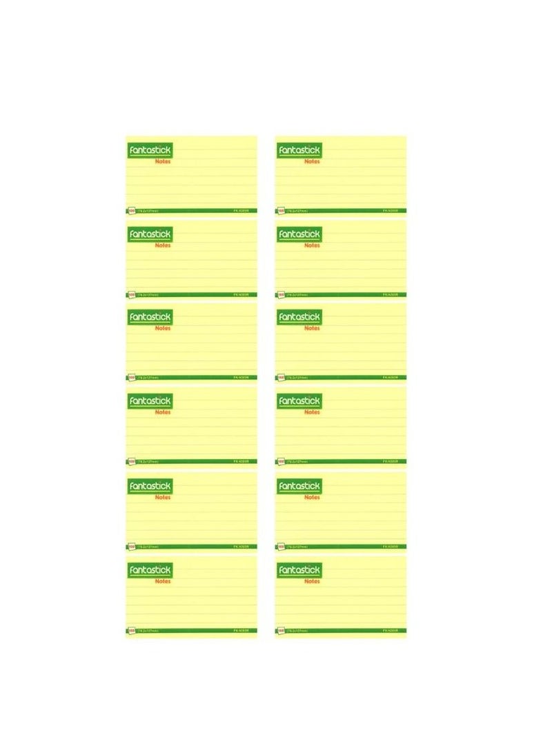 Fantastick 12-Piece Ruled Sticky Notes 3x5 Inch Size Yellow - Image 1