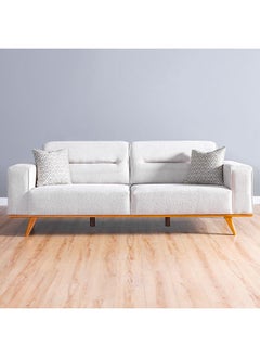 DANUBE HOME أريكة قماشية مكونة من 3 مقاعد من Kelbek بتصميم حديث وأثاث غرفة المعيشة بثلاثة مقاعد مقاس 220x85x81 سم بيج  - Image 2