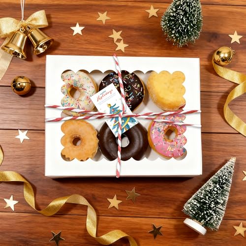 NPLUX Cookie Boxes Bakery Boxes with Window 8x6.5x2.5 Inches Auto-Popup Treat Pastry Boxes for Gift Giving(24pack,White) - Image 5