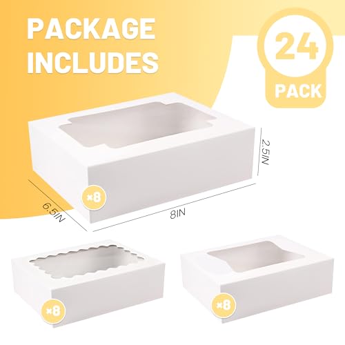 NPLUX Cookie Boxes Bakery Boxes with Window 8x6.5x2.5 Inches Auto-Popup Treat Pastry Boxes for Gift Giving(24pack,White) - Image 3