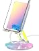Tomorotec Adjustable Angle Acrylic Cell Phone Stand for Desk Foldable Acrylic Phone Holder Cute for Office Portable NonSlip Desktop Smartphone Holder Fit for iPhone Samsung Galaxy Iridescent - Image 2