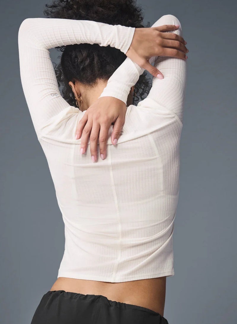 Alo Yoga Sea Coast Ribbed Long-Sleeve Shirt - Image 2