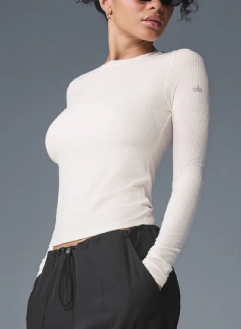 Alo Yoga Sea Coast Ribbed Long-Sleeve Shirt - Image 1