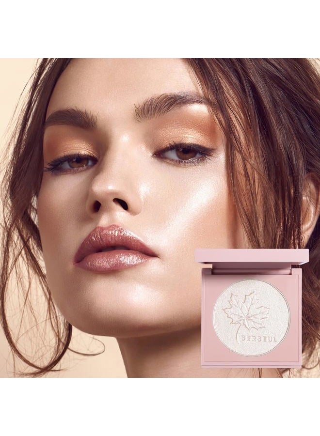 Serseul Highlighter Makeup Palette Highlighter Powder Glossy Glitter Highlight Makeup Palette come with mirror -Whtie Champagne - Image 4