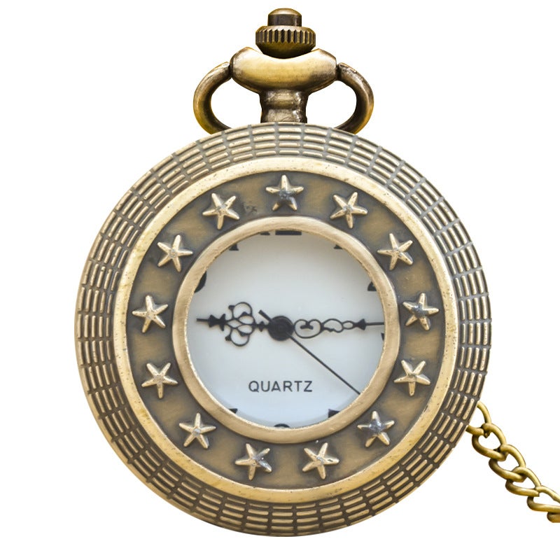 Vintage Pocket Watch Unisex Star Design Such as the main picture color