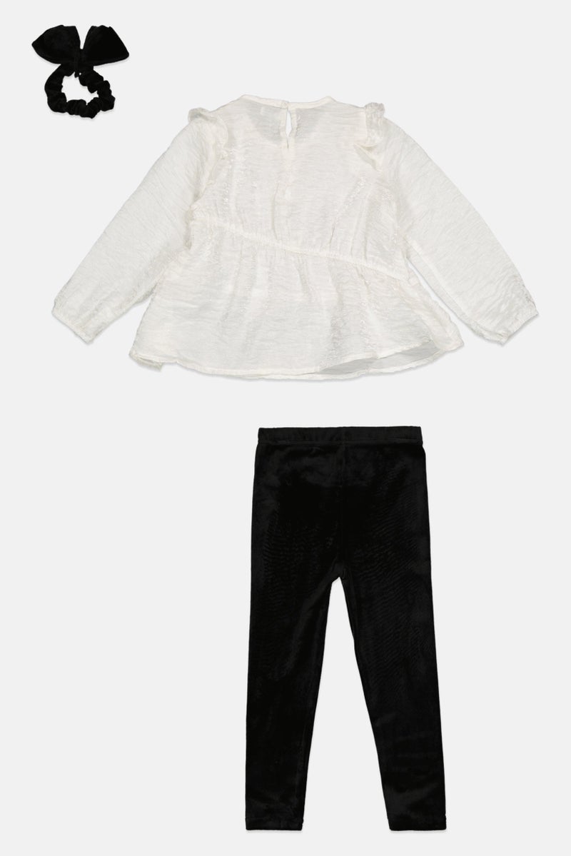 DKNY Kids Girl 2 Pcs Textured Long Sleeves Top And Bottom, Multicolor  - Image 2