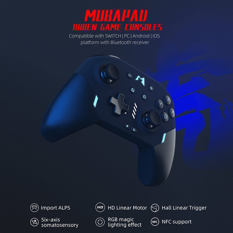 أجهزة تحكم ألعاب لاسلكية بلوتوث MOBAPAD HUBEN M9 لأجهزة Nintendo Switch وكمبيوتر شخصي وويندوز وأندرويد وآيفون - أجهزة تحكم ألعاب بمقود تحكم (Joystick) - Image 2