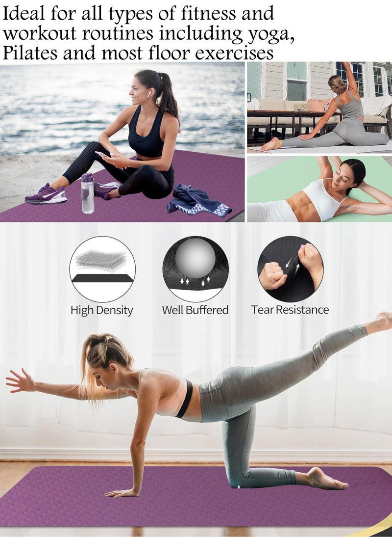 MissTiara 80cm Extra-Wide TPE Yoga Mat with Double-Sided Anti-Slip Design and Portable Storage Bag Suitable for Yoga Pilates Exercise and Fitness(183cm x 80cm x 0.8cm)  - Image 5