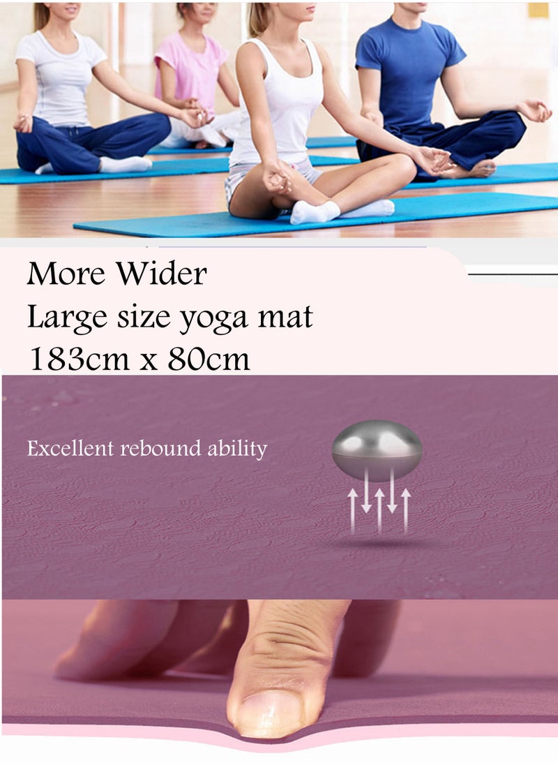 MissTiara 80cm Extra-Wide TPE Yoga Mat with Double-Sided Anti-Slip Design and Portable Storage Bag Suitable for Yoga Pilates Exercise and Fitness(183cm x 80cm x 0.8cm)  - Image 4