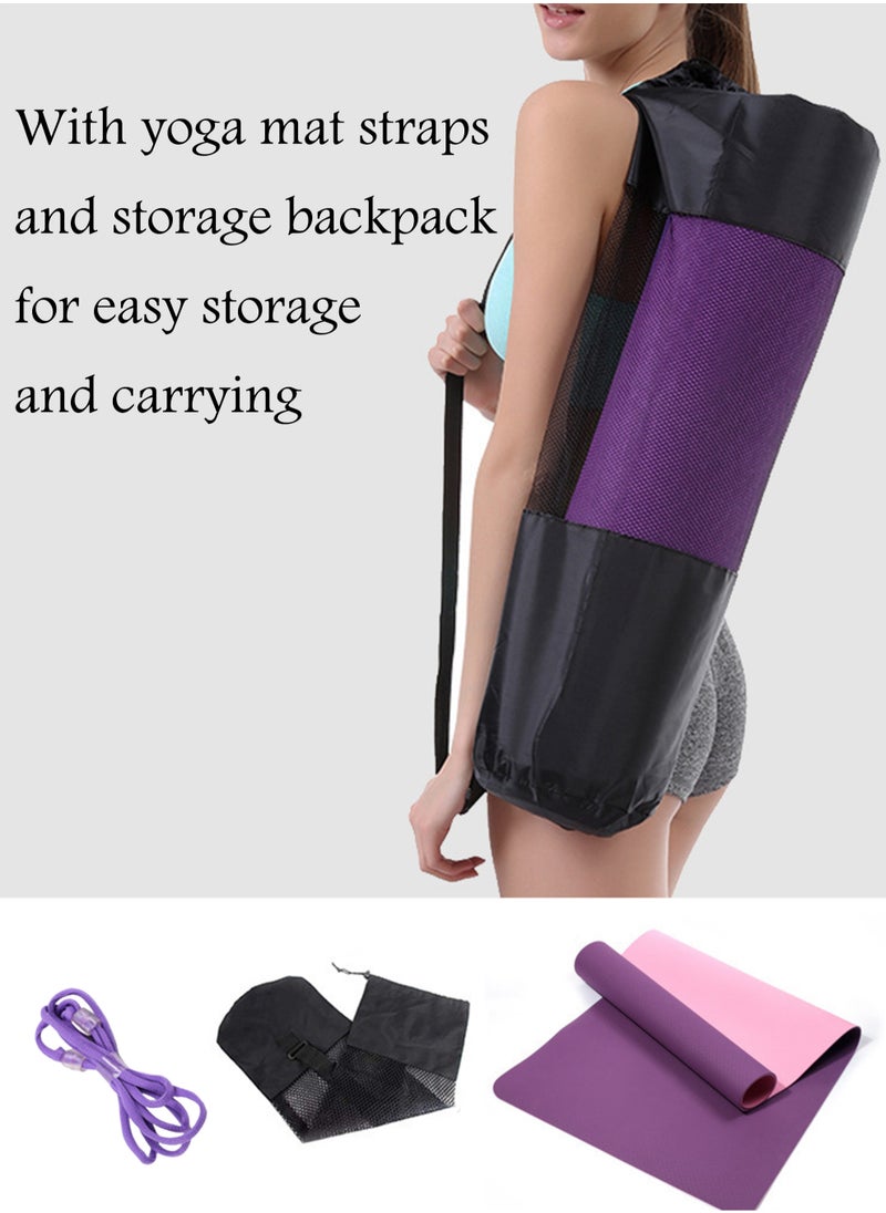MissTiara 80cm Extra-Wide TPE Yoga Mat with Double-Sided Anti-Slip Design and Portable Storage Bag Suitable for Yoga Pilates Exercise and Fitness(183cm x 80cm x 0.8cm)  - Image 2