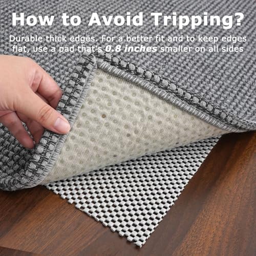 KOZYFLY Boho Rugs for Entryway Rugs 4x6 ft Washable Area Rugs Rubber Backed Living Room Rugs Braided Woven Cotton blend Indoor Outdoor Floor Carpet for Dining Room Living Room Bedroom, Dark Grey - Image 5