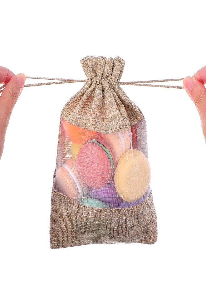 Bruislard 12 Pack Burlap Drawstring Gift Bags 5''x7'' Burlap Gift Favor Bags Organza Sheer Pouches with Drawstring Treat See Through Bag for Wedding Party Favors Jewelry Crafts - Image 2
