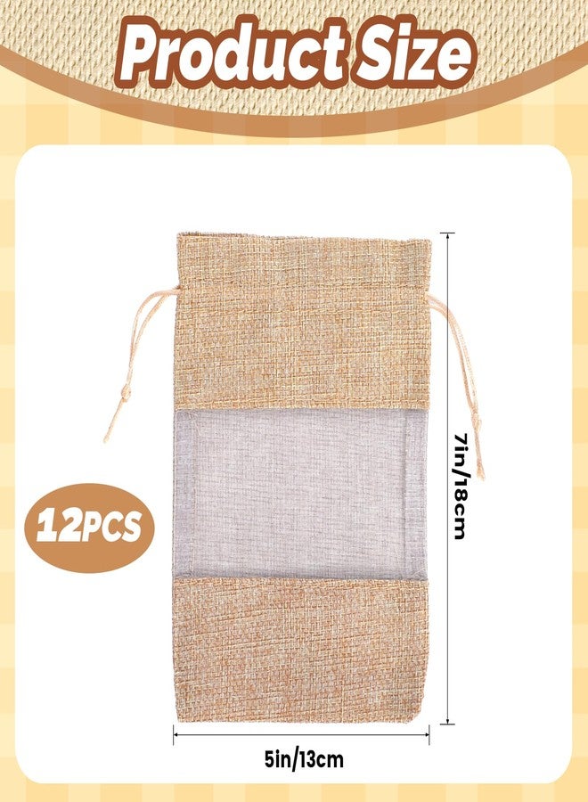 Bruislard 12 Pack Burlap Drawstring Gift Bags 5''x7'' Burlap Gift Favor Bags Organza Sheer Pouches with Drawstring Treat See Through Bag for Wedding Party Favors Jewelry Crafts - Image 5