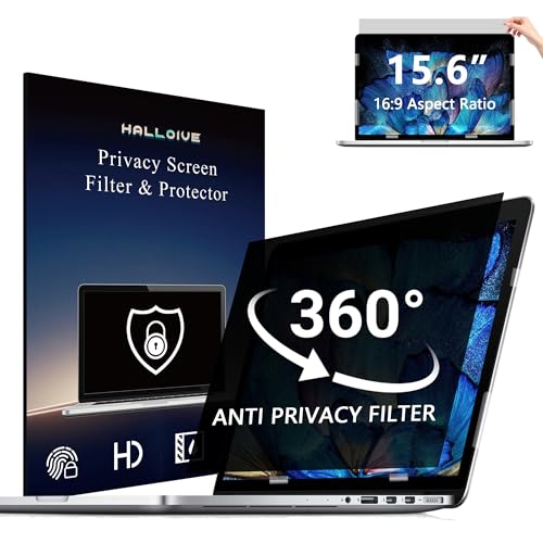 Halloive 4Way Laptop Privacy Screen Shield 156 Inch Removable 169 Aspect 360 Privacy Filter Screen Protector for 156 Inch Laptop Computer Anti Glare Blue Light Slide Mount Tabs Cover for Generic Laptop - Image 1