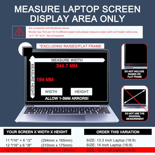 Halloive 4Way Laptop Privacy Screen Shield 156 Inch Removable 169 Aspect 360 Privacy Filter Screen Protector for 156 Inch Laptop Computer Anti Glare Blue Light Slide Mount Tabs Cover for Generic Laptop - Image 3