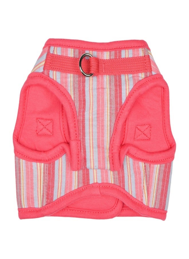Puppia Theros Dog Vest Harness B (Step-in) Fashionable Striped Pattern Spring Summer Harness for Small and Medium Dogs, Pink, Small - Image 3