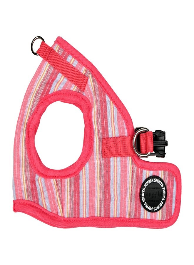 Puppia Theros Dog Vest Harness B (Step-in) Fashionable Striped Pattern Spring Summer Harness for Small and Medium Dogs, Pink, Small - Image 1
