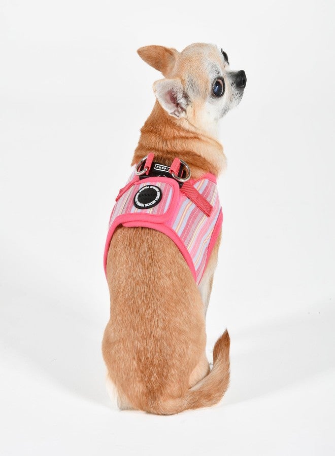 Puppia Theros Dog Vest Harness B (Step-in) Fashionable Striped Pattern Spring Summer Harness for Small and Medium Dogs, Pink, Small - Image 5