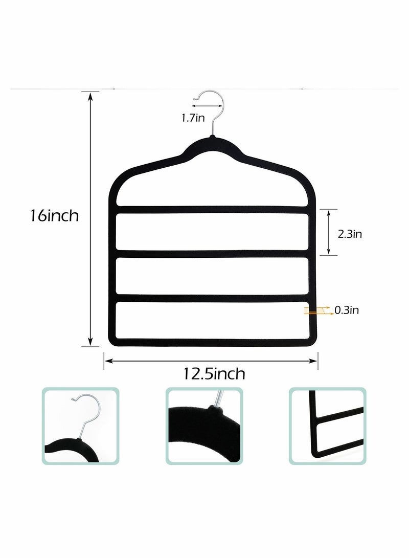 SYOSI 5 Pack Pants Hangers Non Slip Space Saving Multi-Layer Swing Arm Velvet Pant Hanger 4Tier Saver for Jeans Scarf Trouser Tie Towel Silk Clothes  - Image 5